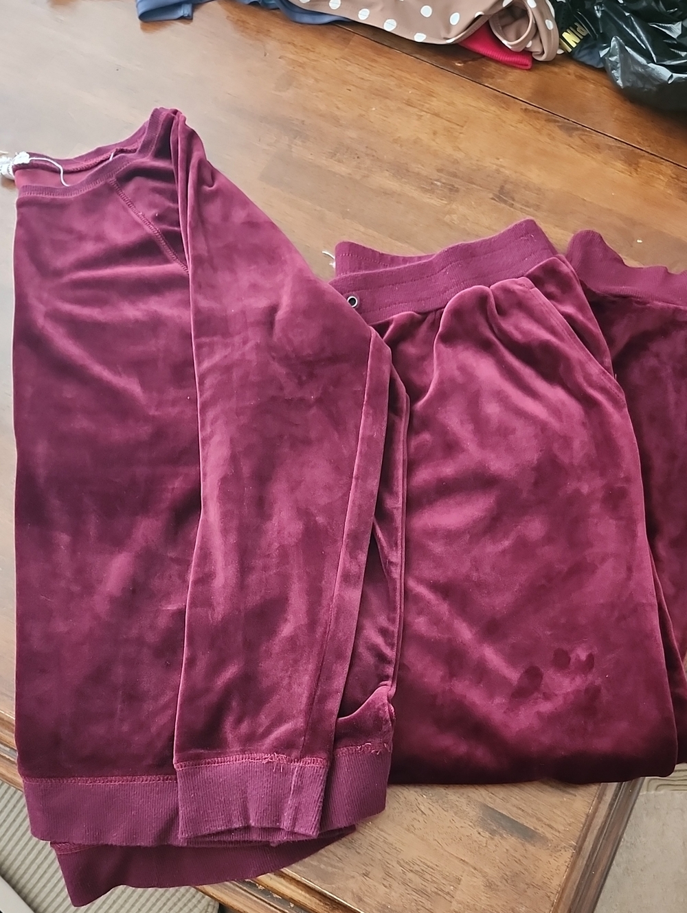 Cable & Gauge Burgundy Velvet Jogger Set